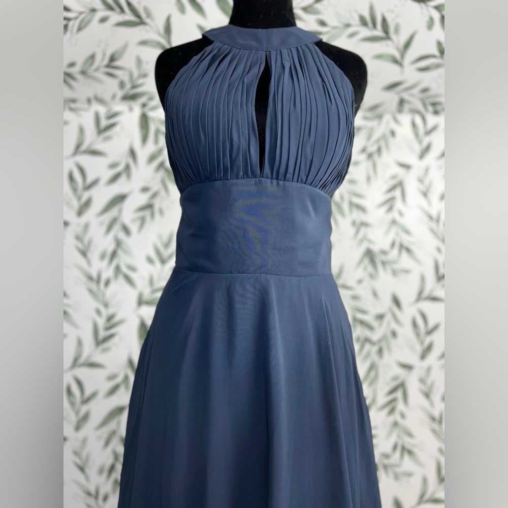 Elegant Navy Blue Evening Gown Bridesmaid Wedding Gala Sz S 4 Maxi NWT #8 Prom - Picture 5 of 14